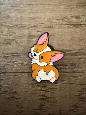 Pink & Orange Corgi Enamel Pin - Cute Small Pets Accessory